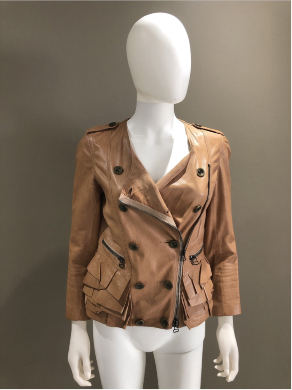 philippe lim Women leather jacket size 4 camel color